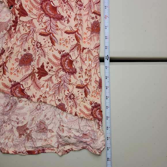 Knox Rose Boho Shirt Dress XL Low High Floral Button Front Tassel Belt Pink - Picture 13 of 13